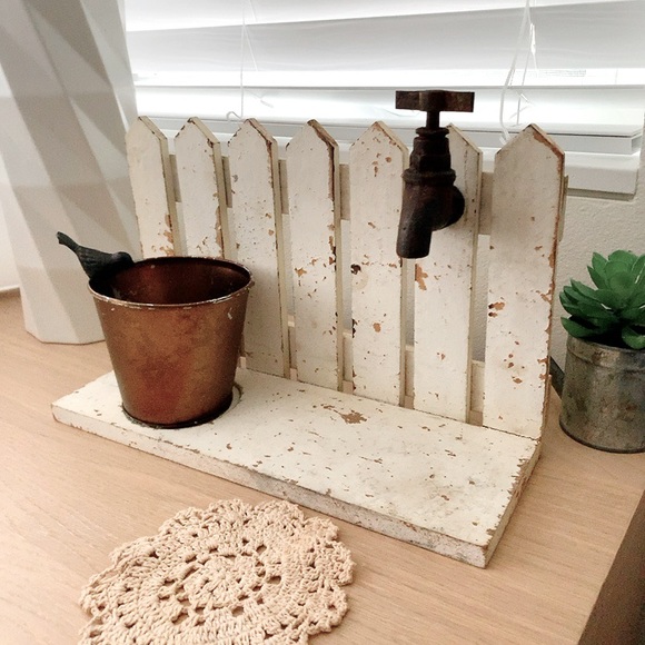 zakka vintage wall decor rustic wood shelf with a bird can - Picture 6 of 11